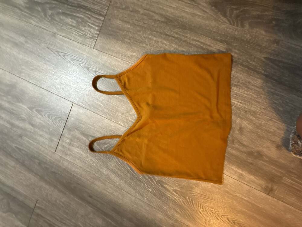 Forever 21 Mustard Spaghetti Strap Crop Tank Top